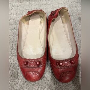 Designer Inspired Red Leather Ballet Flats Studed